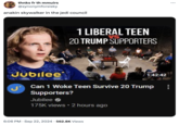 thnks fr th mmuirs @synonymforsisky anakin skywalker in the jedi council 1 LIBERAL TEEN 20 TRUMP SUPPORTERS Jubilee 1:42:42 Can 1 Woke Teen Survive 20 Trump Supporters? Jubilee 175K views • 2 hours ago 6:06 PM - Sep 22, 2024 562.8K Views