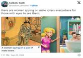 X Catholic Guilt @random_almonte. Follow there are women spying on male lovers everywhere for those with eyes to see them. A woman spying on a pair of male lovers 1:11 PM Sep 20, 2024 Q