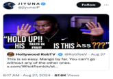 JIYUNA @jiyunaJP Follow ... "HOLD UP!! HIS TASTE IN FRUIT Hollywood RobTV IS THIS Ass???" @RobTeeV Aug 27 • This is so easy. Mango by far. You can't go without any of the other ones. x.com/Whotfismick/st... • • 8:17 AM ⚫ Aug 27, 2024 87.8K Views