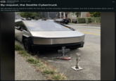 r/CyberStuck • 16 days ago mtragedy By request, the Seattle Cybertruck We decided not to stand in traffic for the shot, so the whompy wheel isn't visible, but this is that broken down one in the Central District. RIP