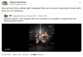 Rose Dommu @rosedommu Sorry but the other girl makes this an iconic moment that will live on in history @goldencompass13 Sep 23 Kelley Heyer the Apple dance creator is tonight's Apple Girl at #SweatTourNYC 0:26 • 5:13 PM ⚫ Sep 24, 2024 · 1.4M Views