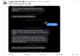 "Logan Paul's ":https://knowyourmeme.com/memes/people/logan-paul reply to TommyInnit, showing how Tommy repeatedly messaged him in 2023.


