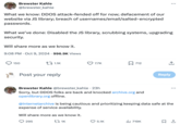 Tweet by @Brewster_Kahle Noting The October 9th, 2024 "DDoS":https://knowyourmeme.com/memes/ddos attack on the "Internet Archive":https://knowyourmeme.com/memes/sites/internet-archive