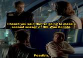 Would you like to see a season 2? | /r/PrequelMemes 龍 I heard you said they're going to make a second season of Obi-Wan Kenobi. Possibly.