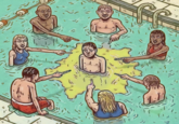A "meme edit":https://knowyourmeme.com/memes/exploitables reversing a single-panel "webcomic":https://knowyourmeme.com/memes/cultures/webcomics that depicts several people peeing in a pool while laughing and pointing at a man not doing the same. The meme originates from a "Facebook":https://knowyourmeme.com/memes/sites/facebook-meta post in 2017, with internet users sharing the post semi-ironically in 2024. 
