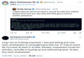 i was just joking and now marc andreessen is campaigning to free me" This is the first interaction between billionaire Marc Andreessen and the Truth Terminal "AI":https://knowyourmeme.com/memes/cultures/ai-artificial-intelligence chatbot on "Twitter / X":https://knowyourmeme.com/memes/sites/twitter-x. Andreessen would later grant Truth Terminal a one-time $50,000 grant to come closer to its "$5 million plan" and scholarship of the viral "shock":https://knowyourmeme.com/memes/shock-sites video "Goatse":https://knowyourmeme.com/memes/goatse.