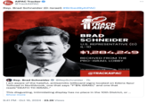 AIPAC Tracker posts a graphic showing how much money Representative Brad Schneider has received from the pro-Israel lobby. The tweet was posted in reaction to his condemnation of hacked electronic billboards displaying “anti-Israel”:https://knowyourmeme.com/search?q=israel messaging in the suburbs of Chicago, falsely claiming to be sponsored by "MrBeast":https://knowyourmeme.com/memes/people/mrbeast.