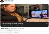 Reaction meme consisting of a screenshot of Amerlynn Reid's video "Reacting to me lying..." The screenshot was posted by X user ROBCRAVEE in response to a 2011 tweet by Liam Payne reading "I'm not dead guys love you."