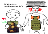 A "redraw":https://knowyourmeme.com/memes/redraw and extension of an original webcomic first posted by @sanestsusan. The post mocks the idea of pitting "SFW" and ""NSFW":https://knowyourmeme.com/memes/nsfw" artists against each other.  