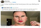 Fairy Boy @akafairyboy. Follow X I can't stop cackling at the hand pose she was feeling her jush mail Daily Mail US ❤ @DailyMail 'Transgender' Bachelorette star Josh Seiter admits his gender transition was a 'social experiment to expose woke culture' trib.al/pmqB2K4 3:08 PM - Oct 17, 2024