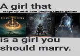 A meme about women who play soulslike games
