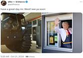 Donald Trump serving Kanye West at McDonald's drive-thru meme