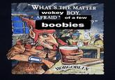 An advertisement for Hobgoblin beer depicting a goblin in the bar with a pint in his hand. The goblin says, "What's the matter wokey boy, afraid of a few boobies?"