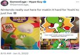 GamesCage - Hype Guy ❤ @GamesCage_ Nintendo really out here for makin it hard for Yoshi to just live •• ALL WURDO TRUE OR FALSE COLOUR QUEST MAZE THIS INSIDE YOSHI'S CRAFTED 8:15 AM Jan 6, 2022 • Yoshi Yoshi? (Could I please be exempt from paying taxes, Guest B?) 160 400 30 Waluigi 1800 Birdo 200 Yoshi