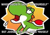 A macro meme based on the Yoshi Backshots sticker