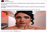 A tweet containing a "GIF":https://knowyourmeme.com/search?q=gif  featuring Margaret Qualley in the 2024 body-horror film "_The Substance_":https://knowyourmeme.com/memes/subcultures/the-substance-2024. The GIF shows an almost tearful Qualley (who plays the character Sue in the movie) shrugging her bare shoulders and smiling, alongside a caption that loosely translates to, "being an ambitious and dreamy girl but super wanker and only wanting." The GIF inspired a "GIF caption":https://knowyourmeme.com/memes/gif-captions format on "Twitter / X":https://knowyourmeme.com/memes/sites/twitter-x in October 2024, often used to joke about smiling through difficult situations.
