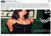 X Harry Sisson @harryjsisson Follow BREAKING: Model Stacey Williams just came forward and accused Donald Trump of groping her and assaulting her after being introduced to him by JEFFREY EPSTEIN. This is who Trump is. He's disgusting and Republicans should not ignore this. ra 7:21 PM - Oct 23, 2024 You Looking North ald with Donald Trump