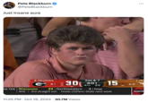 A tweet about the Texas Fan meme showing a University of Texas at Austin student named Grant Walther who went viral in October 2024 when a screencap of him at a Texas Longhorns college "football":https://knowyourmeme.com/memes/cultures/nfl-american-football game went viral on social media in which he looked angry and sad. This meme jokes about his "aura":https://knowyourmeme.com/memes/aura-slang.