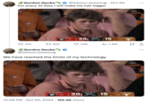 A tweet about the Texas Fan meme showing a University of Texas at Austin student named Grant Walther who went viral in October 2024 when a screencap of him at a Texas Longhorns college "football":https://knowyourmeme.com/memes/cultures/nfl-american-football game went viral on social media in which he looked angry and sad. This meme creator made the Texas Fan's hair bigger across multiple posts.