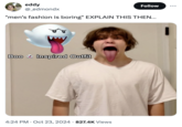 Tweet made in reference to "TikToker":https://knowyourmeme.com/memes/sites/tiktok @maytheforcebewithrj's "Boo Inspired Outfit" videos, where he wears all white and sticks his tongue out to mimic "Boo":https://knowyourmeme.com/memes/princess-boo from "Super Mario":https://knowyourmeme.com/memes/subcultures/super-mario. The image became a notable meme and "reaction":https://knowyourmeme.com/memes/reaction-images image in 2024.