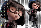 "Before I even saw the Incredibles I loved the way Edna Mode looked and after I saw the movie I knew I had to make a wallpaper with the two pics I found from Yahoo. So there ya go."
