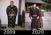 The earliest known post featuring the image of a "white man and an Asian woman":https://knowyourmeme.com/memes/wmaf-amwf dressed in kimonos posing in front of a "Japanese":https://knowyourmeme.com/memes/cultures/japan-nihon-%E6%97%A5%E6%9C%AC shrine. The image is often used to joke about "Japanophiles":https://knowyourmeme.com/memes/thing-japan or weebs, mocking their decision to use Japanese terms for certain anime and manga, and otherwise display their knowledge of Japanese culture. 
