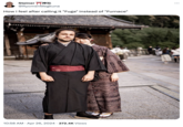 Tweet that uses an image of a "white man and an Asian woman":https://knowyourmeme.com/memes/wmaf-amwf dressed in kimonos posing in front of a "Japanese":https://knowyourmeme.com/memes/cultures/japan-nihon-%E6%97%A5%E6%9C%AC shrine as an "image macro":https://knowyourmeme.com/memes/image-macros. The image is often used to joke about "Japanophiles":https://knowyourmeme.com/memes/thing-japan or weebs, mocking their decision to use Japanese terms for certain anime and manga, and otherwise display their knowledge of Japanese culture. 
