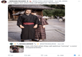 Tweet that uses an image of a "white man and an Asian woman":https://knowyourmeme.com/memes/wmaf-amwf dressed in kimonos posing in front of a "Japanese":https://knowyourmeme.com/memes/cultures/japan-nihon-%E6%97%A5%E6%9C%AC shrine as an "image macro":https://knowyourmeme.com/memes/image-macros. The image is often used to joke about "Japanophiles":https://knowyourmeme.com/memes/thing-japan or weebs, mocking their decision to use Japanese terms for certain anime and manga, and otherwise display their knowledge of Japanese culture. 