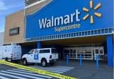 Police vehicles are seen outside of the Mumford Road Walmart in Halifax on October 21sr, 2024. (Paul Poirier/CBC)