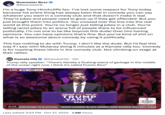 Beaneater Buzz @BeaneaterB I'm a huge Tony Hinchcliffe fan. I've lost some respect for Tony today because his entire thing has always been that in comedy you can say whatever you want in a comedy club and that doesn't make it real. They're jokes and people need to grow up if they get offended. But you just brought them into politics. You crossed over the line into the real world at this point. You're no longer just telling jokes in a club. You're telling racist jokes to an arena full of people there to be influenced politically. I'm not one to be like boycott this dude! Over him having opinions. You can have opinions that's fine. But you've kind of s--- on what is so awesome about comedy by using it politically. This has nothing to do with Trump. I don't like the dude. But I'd feel this way if I saw John Mulaney doing 5 minutes at a Kamala rally too. Comedy is for roasting these idiots in the comedy club. Not climbing on stage at their rallies. Ho Kamala HQ @KamalaHQ. 15h Trump rally speaker: "There's literally a floating island of garbage in the middle of the ocean right now. I think it's called Puerto Rico" LIVE NEW YORK CITY ***** TRUMP WILL FIX IT TRUMP VANCE MAKE AMERICA GREAT AGAIN! 2024 RSBN 2:54 PM ET 0:19 COUNTDOWN TO ELECTION TEXAS LEADERS BLAST HARRIS OVER BORDER FAILURES AHEA Last edited 3:53 PM Oct 27, 2024 1.5M Views
