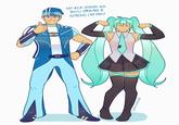 Fan art of LazyTown character Sportacus and Hatsune Miku by @paranoid_ghosts