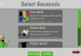 Menu screen from _Raldi's Crackhouse_. The game is a "<i>Baldi's Basics</i>":https://knowyourmeme.com/memes/subcultures/baldis-basics-in-education-and-learning mod hosted on GameJunk, created by cuzsie and Ronezkj15, and published on March 17th, 2023. The mod adds a number of pop culture and meme characters, including "Crypto Luigi":https://knowyourmeme.com/memes/sites/atlas-earth-i-just-bought-more-land-in-the-metaverse, "MrBeast":https://knowyourmeme.com/memes/people/mrbeast and "Van Man":https://knowyourmeme.com/memes/subcultures/south-park. The objective of the game is the escape Raldi's Crackhouse, with a version of Baldi chasing you with a knife. The games spawned many playthrough videos and meme edits on "YouTube":https://knowyourmeme.com/memes/sites/youtube in 2024.