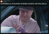 55 BASEBALLS, 55 GLOVES, 55 BASES, 55 BATS, 100 FOUL BALLS A "meme":https://knowyourmeme.com/memes/memes from "Reddit":https://knowyourmeme.com/memes/sites/reddit showing Yankees fan Austin Capobianco, who ripped the "ball":https://knowyourmeme.com/memes/cultures/baseball out of Dodgers player Mookie Betts' glove during Game 4 of the 2024 World Series, "photoshopped":https://knowyourmeme.com/memes/sites/photoshop into the "55 Burgers, 55 Fries, 55 Tacos, 55 Pies":https://knowyourmeme.com/memes/55-burgers-55-fries-55-tacos-55-pies meme from "_I Think You Should Leave with Tim Robinson_":https://knowyourmeme.com/memes/subcultures/i-think-you-should-leave-with-tim-robinson.