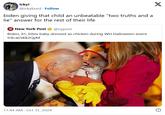 icky! @ickyburd Follow biden giving that child an unbeatable "two truths and a lie" answer for the rest of their life New York Post ✔ @nypost Biden, 81, bites baby dressed as chicken during WH Halloween event trib.al/xKk2QyM 11:44 AM Oct 31, 2024 X