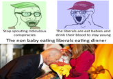 A "Political Compass":https://knowyourmeme.com/memes/political-compass meme posted to the subreddit /r/PoliticalCompassMemes using the "Joe Biden":https://knowyourmeme.com/memes/people/joe-biden Biting Baby format to make a joke about the "adrenochrome harvesting":https://knowyourmeme.com/memes/adrenochrome-harvesting conspiracy theory.