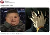 The Rizzler covering his eye meme referencing Full Metal Daemon: Muramasa