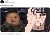 The Rizzler covering his eye meme referencing Naruto