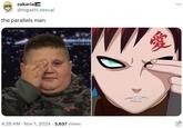 The Rizzler covering his eye meme referencing Naruto