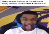 Malik Nabers looking at Daniel Jones every time ne has Cordale Flott on him