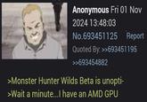Wait a Minute, I'm White meme about bugs and poor optimization of the Monster Hunter Wilds beta