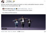 A "QRT":https://knowyourmeme.com/memes/quote-retweets-qrts reacting negatively to the "Snoop Dogg":https://knowyourmeme.com/memes/people/snoop-dogg "_Fortnite_":https://knowyourmeme.com/memes/subcultures/fortnite emote called "Snoop's Walk" which was just a "Crip Walk":https://knowyourmeme.com/memes/crip-walk. Many thought that the infamous dance was not suitable for the young audience of _Fortnite_.