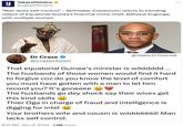 y YabaLeftOnline @yabaleftonline "Man lacks self-control" - Skitmaker Crazeclown reacts to trending videos of Equatorial Guinea's financial crime chief, Baltasar Engonga, with multiple women. Dr Craze @crazeclown @YABALEFTONLINE That equatorial Guinea's minister is wilddddd... The husbands of those women would find it hard to forgive coz do you know the level of comfort you must have gotten with a man to let him record you? It's goneeee ②❤ The husbands go dey shock say their wives get this kind skills Thier Oga in charge of fraud and intelligence is digging for intel② Your brothers wife and cousin is wildddddd! Man lacks self control. 8:31 PM - Nov 4, 2024 1.3M Views