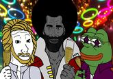 Wojak, Gigachad and Pepe being groovy at the disco 00 TUD