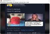 A twitter meme by @TakedownMRAs. The post shares an image of a woman drinking a "feminism is cancer" mug next to a screenshot of a news headline reading "alt-right women are upset that alt-right men are treating them terribly."