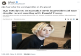 Johann @LookAtMyMeat1 xQc has to be the worst gambler on the planet xQc bets $700K on Kamala Harris in presidential race despite recent meeting with Donald Trump xQc places $700,000 bet on Kamala Harris to win U.S. election, revealed by streamer Destiny, following Trump encounter Pop Culture & Art November 05, 2024 1:39 AM Nov 6, 2024 115.5K Views -Instagram@xqcow1 f X RDOG ...