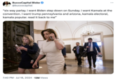 BuccoCapital Bloke @buccocapital "six way parlay. i want Biden step down on Sunday. i want Kamala at the convention. I want trump pennsylvania and arizona, kamala electoral, kamala popular. read it back to me" • 7:40 PM ⚫ Jul 18, 2024 13M Views