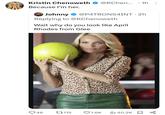 The resemblance is uncanny! Kristin Chenoweth @KChen... 1h: Because I'm her. . Johnny @P4TRONS4INT - 2h Replying to @KChenoweth Wait why do you look like April Rhodes from Glee Q46 17115 1.6K Ill 40.2K L