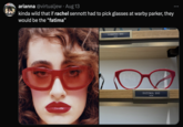 arianna @virtualjew • Aug 13 kinda wild that if rachel sennott had to pick glasses at warby parker, they would be the "fatima" LORENA $95 WIDE FATIMA $95 WIDE