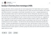 Earliest known "copypasta":https://knowyourmeme.com/memes/copypasta post about Sunday from _Honkai Star Rail_ and his "charmony dove":https://knowyourmeme.com/memes/sundays-charmony-dove-copypastas monologue. The copypasta became a "brainrot":https://knowyourmeme.com/memes/brain-rot-brainrot spam meme in the _HSR_ fandom in 2024.