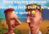 They saying phineas touched ferb that's why he quiet Los Angeles